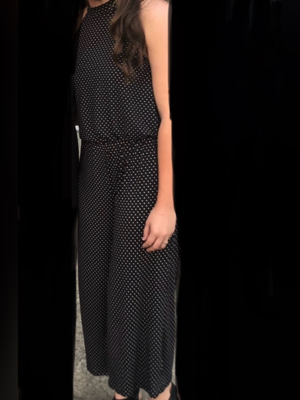 Women's Black Polka Dot Halter Jumpsuit